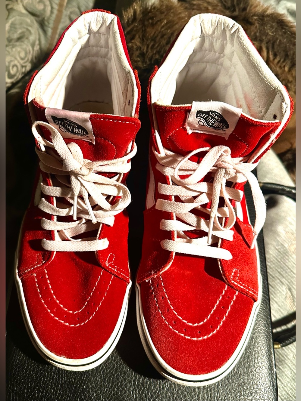 Vans Red High-Top Kids Skate Sneakers with White Accents